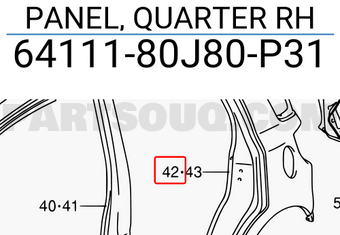 Suzuki 6411180J80P31 PANEL, QUARTER RH