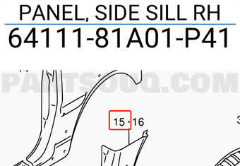 Suzuki 6411181A01P41 PANEL, SIDE SILL RH