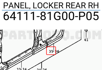 Suzuki 6411181G00P05 PANEL, LOCKER REAR RH