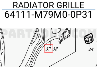 Suzuki 64111M79M00P31 RADIATOR GRILLE