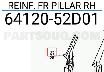 Suzuki 6412052D01 REINF, FR PILLAR RH