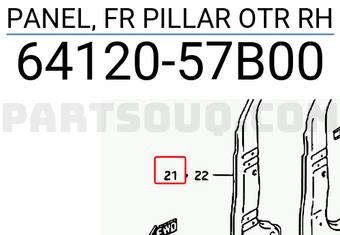 Suzuki 6412057B00 PANEL, FR PILLAR OTR RH