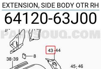 Suzuki 6412063J00 EXTENSION, SIDE BODY OTR RH