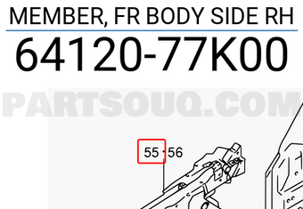 Suzuki 6412077K00 MEMBER, FR BODY SIDE RH