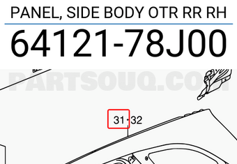 Suzuki 6412178J00 PANEL, SIDE BODY OTR RR RH