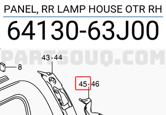 Suzuki 6413063J00 PANEL, RR LAMP HOUSE OTR RH