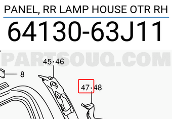 Suzuki 6413063J11 PANEL, RR LAMP HOUSE OTR RH