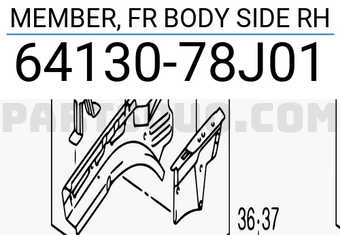Suzuki 6413078J01 MEMBER, FR BODY SIDE RH