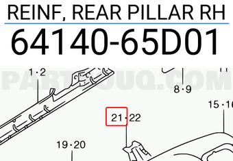 Suzuki 6414065D01 REINF, REAR PILLAR RH