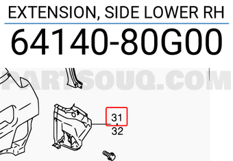 Suzuki 6414080G00 EXTENSION, SIDE LOWER RH