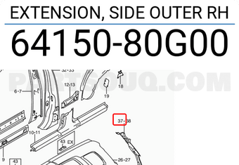Suzuki 6415080G00 EXTENSION, SIDE OUTER RH