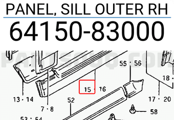 Suzuki 6415083000 PANEL, SILL OUTER RH