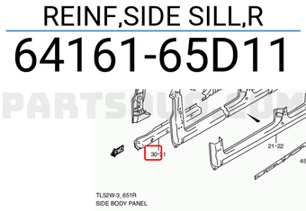 Suzuki 6416165D11 REINF,SIDE SILL,R
