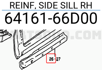 Suzuki 6416166D00 REINF, SIDE SILL RH