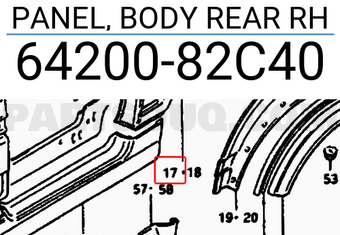 Suzuki 6420082C40 PANEL, BODY REAR RH