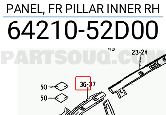 Suzuki 6421052D00 PANEL, FR PILLAR INNER RH