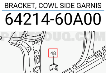 Suzuki 6421460A00 BRACKET, COWL SIDE GARNIS