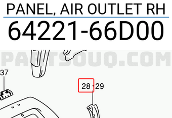 Suzuki 6422166D00 PANEL, AIR OUTLET RH