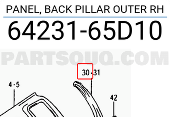 Suzuki 6423165D10 PANEL, BACK PILLAR OUTER RH