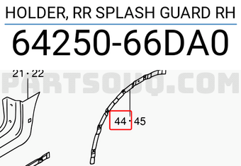 Suzuki 6425066DA0 HOLDER, RR SPLASH GUARD RH