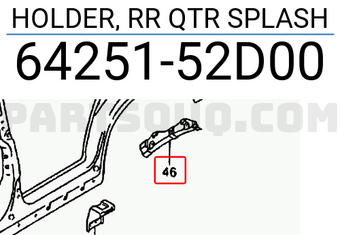 Suzuki 6425152D00 HOLDER, RR QTR SPLASH