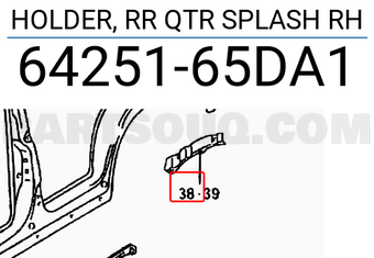 Suzuki 6425165DA1 HOLDER, RR QTR SPLASH RH