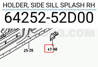 Suzuki 6425252D00 HOLDER, SIDE SILL SPLASH RH