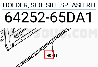 Suzuki 6425265DA1 HOLDER, SIDE SILL SPLASH RH