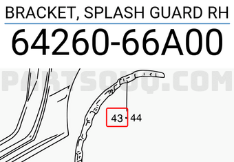 Suzuki 6426066A00 BRACKET, SPLASH GUARD RH