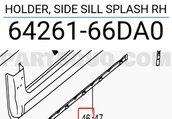 Suzuki 6426166DA0 HOLDER, SIDE SILL SPLASH RH