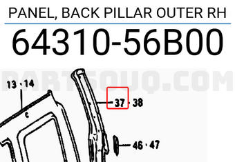Suzuki 6431056B00 PANEL, BACK PILLAR OUTER RH