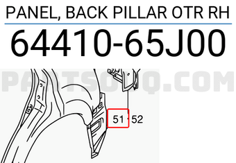 Suzuki 6441065J00 PANEL, BACK PILLAR OTR RH