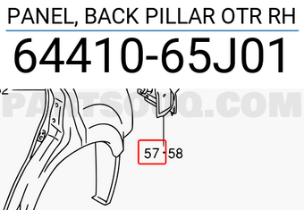 Suzuki 6441065J01 PANEL, BACK PILLAR OTR RH