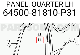Suzuki 6450081810P31 PANEL, QUARTER LH