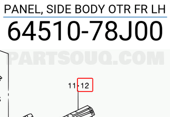 Suzuki 6451078J00 PANEL, SIDE BODY OTR FR LH