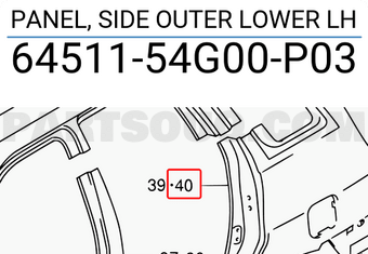 Suzuki 6451154G00P03 PANEL, SIDE OUTER LOWER LH