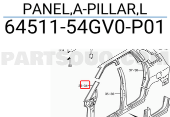 Suzuki 6451154GV0P01 PANEL,A-PILLAR,L