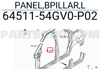 Suzuki 6451154GV0P02 PANEL,BPILLAR,L