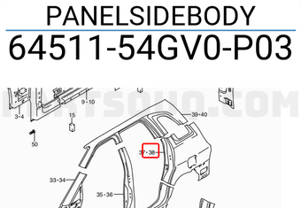 Suzuki 6451154GV0P03 PANELSIDEBODY