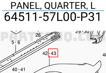 Suzuki 6451157L00P31 PANEL, QUARTER, L