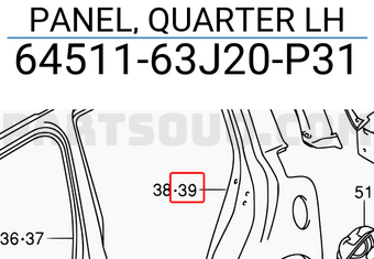 Suzuki 6451163J20P31 PANEL, QUARTER LH