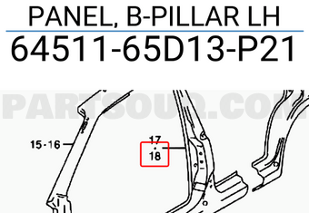 Suzuki 6451165D13P21 PANEL, B-PILLAR LH