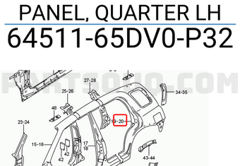 Suzuki 6451165DV0P32 PANEL, QUARTER LH
