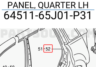 Suzuki 6451165J01P31 PANEL, QUARTER LH