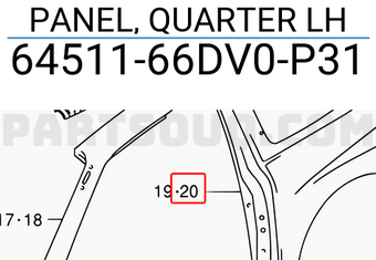 Suzuki 6451166DV0P31 PANEL, QUARTER LH