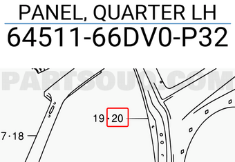 Suzuki 6451166DV0P32 PANEL, QUARTER LH