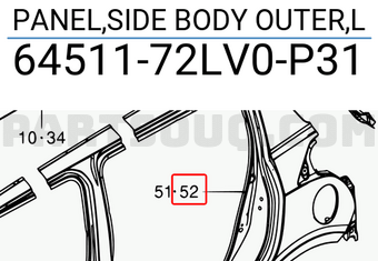 Suzuki 6451172LV0P31 PANEL,SIDE BODY OUTER,L