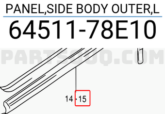 Suzuki 6451178E10 PANEL,SIDE BODY OUTER,L