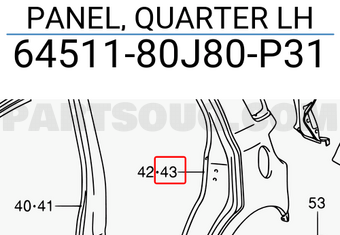 Suzuki 6451180J80P31 PANEL, QUARTER LH