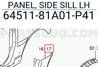 Suzuki 6451181A01P41 PANEL, SIDE SILL LH